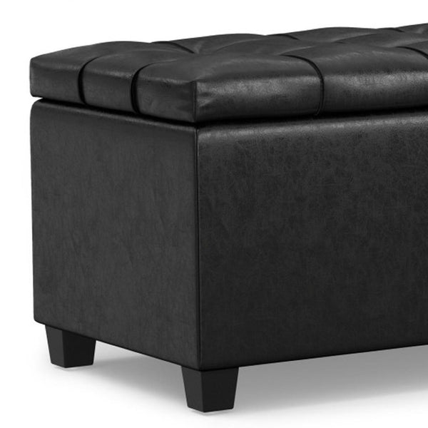 HomeRoots 33" Modern Espresso and Black Upholstery Storage Ottoman - Stylish, Multi-Functional & Space-Saving Solution 640264