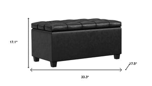 HomeRoots 33" Modern Espresso and Black Upholstery Storage Ottoman - Stylish, Multi-Functional & Space-Saving Solution 640264