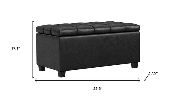 HomeRoots 33" Modern Espresso and Black Upholstery Storage Ottoman - Stylish, Multi-Functional & Space-Saving Solution 640264