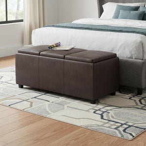 HomeRoots 42" Stylish Dark Brown Upholstery Storage Ottoman – Versatile Seating, Hidden Storage, Compact Design 640265