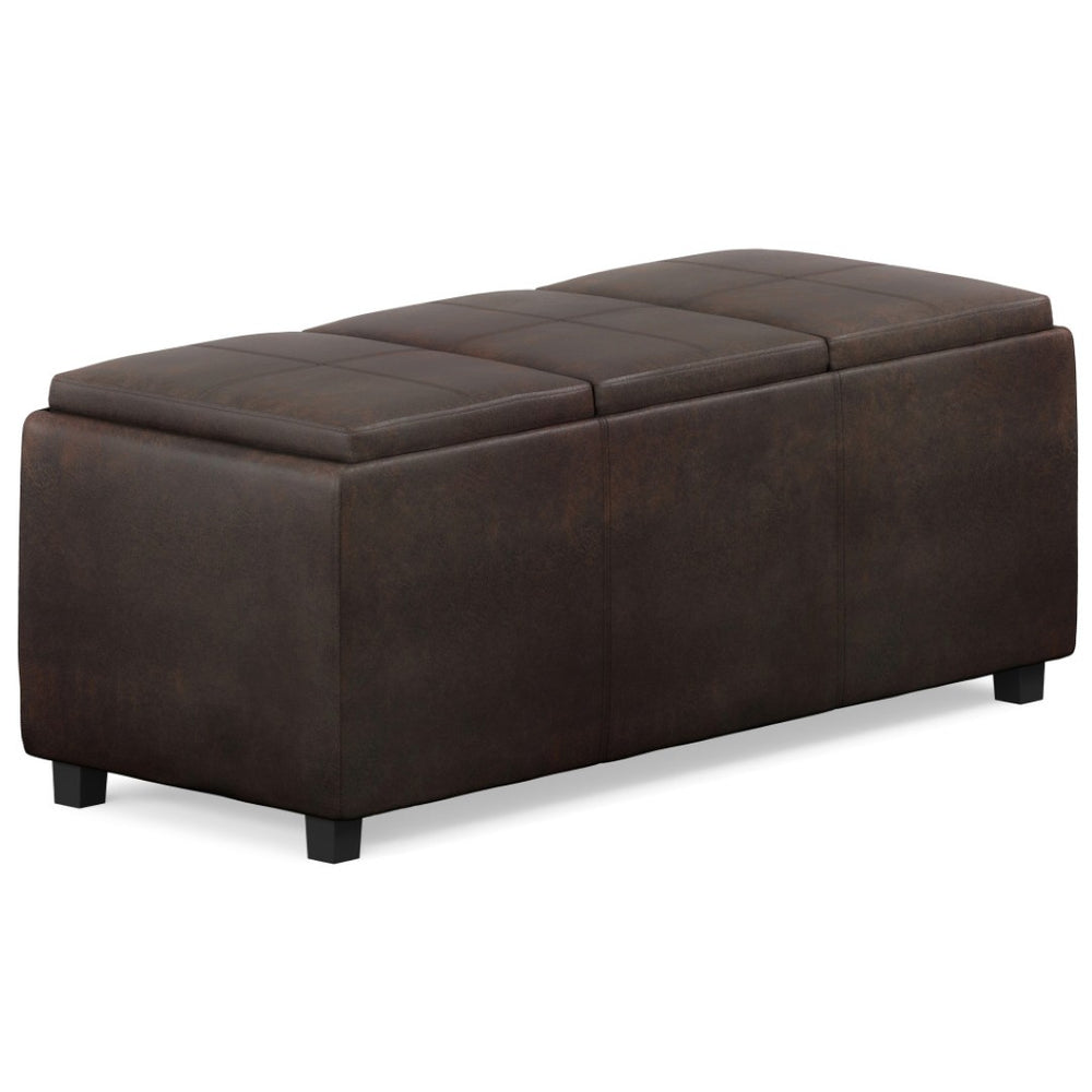 HomeRoots 42" Stylish Dark Brown Upholstery Storage Ottoman – Versatile Seating, Hidden Storage, Compact Design 640265
