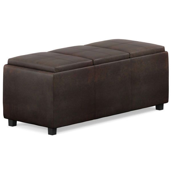 HomeRoots 42" Stylish Dark Brown Upholstery Storage Ottoman – Versatile Seating, Hidden Storage, Compact Design 640265