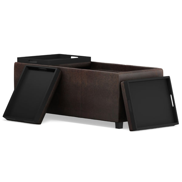 HomeRoots 42" Stylish Dark Brown Upholstery Storage Ottoman – Versatile Seating, Hidden Storage, Compact Design 640265