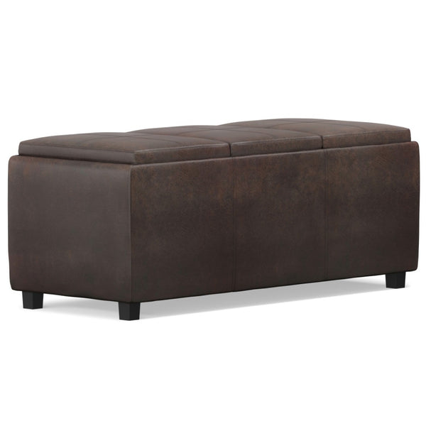 HomeRoots 42" Stylish Dark Brown Upholstery Storage Ottoman – Versatile Seating, Hidden Storage, Compact Design 640265