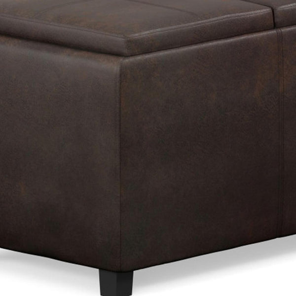 HomeRoots 42" Stylish Dark Brown Upholstery Storage Ottoman – Versatile Seating, Hidden Storage, Compact Design 640265
