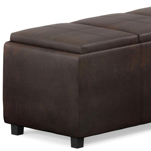 HomeRoots 42" Stylish Dark Brown Upholstery Storage Ottoman – Versatile Seating, Hidden Storage, Compact Design 640265