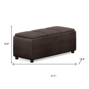 HomeRoots 42" Stylish Dark Brown Upholstery Storage Ottoman – Versatile Seating, Hidden Storage, Compact Design 640265