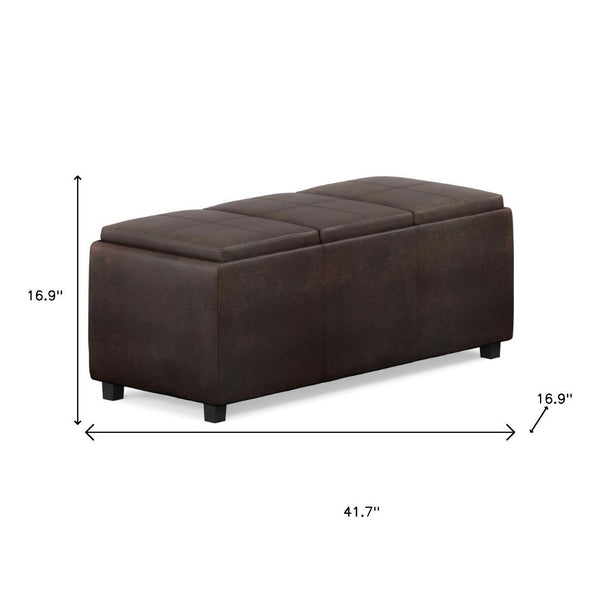 HomeRoots 42" Stylish Dark Brown Upholstery Storage Ottoman – Versatile Seating, Hidden Storage, Compact Design 640265