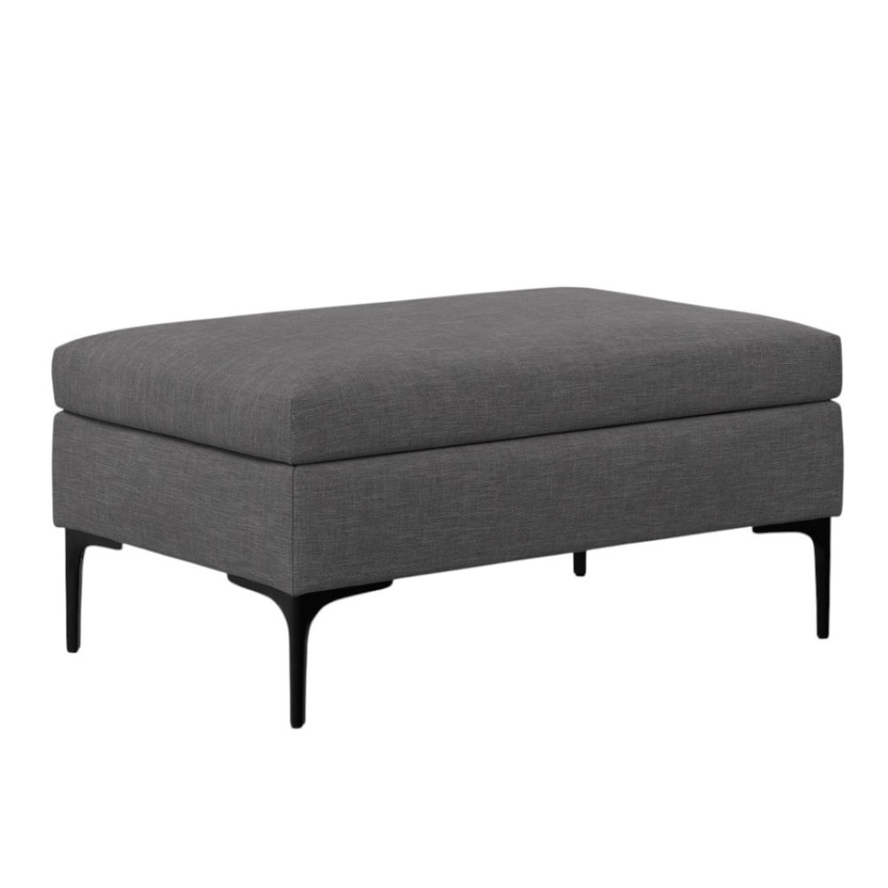HomeRoots 36" Stylish Black and Slate Gray Upholstery Storage Ottoman - Versatile Seating and Hidden Storage Solution 640267