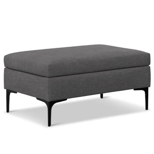 HomeRoots 36" Stylish Black and Slate Gray Upholstery Storage Ottoman - Versatile Seating and Hidden Storage Solution 640267