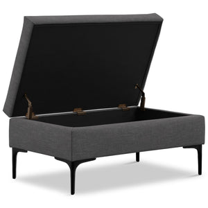 HomeRoots 36" Stylish Black and Slate Gray Upholstery Storage Ottoman - Versatile Seating and Hidden Storage Solution 640267