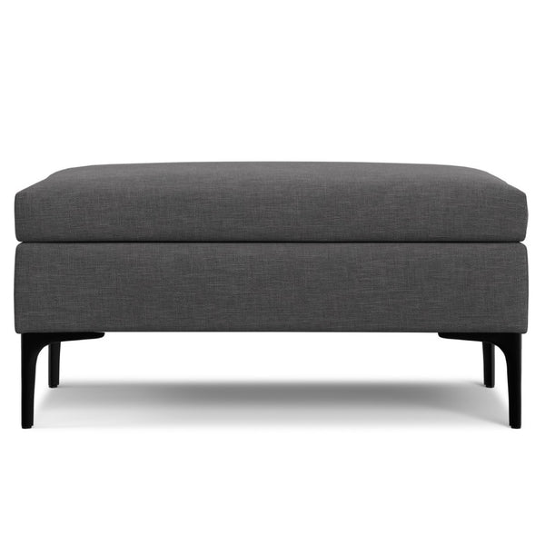 HomeRoots 36" Stylish Black and Slate Gray Upholstery Storage Ottoman - Versatile Seating and Hidden Storage Solution 640267
