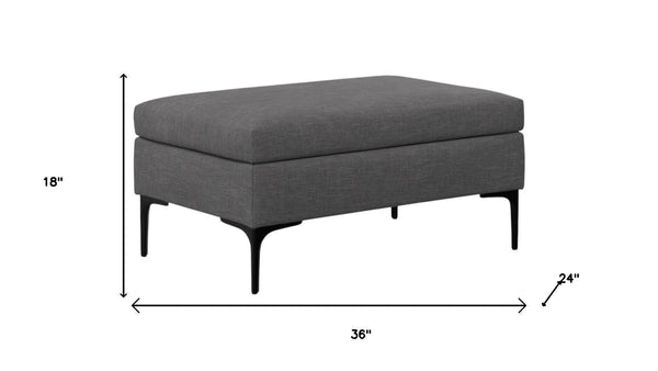 HomeRoots 36" Stylish Black and Slate Gray Upholstery Storage Ottoman - Versatile Seating and Hidden Storage Solution 640267