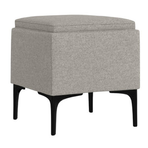 HomeRoots 18 Inch Round Storage Ottoman Soft Upholstered Footrest for Living Room Accent Seating 640268