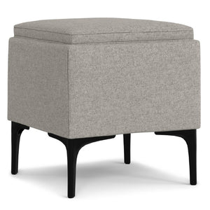 18 Inch Round Storage Ottoman Soft Upholstered Footrest for Living Room Accent Seating