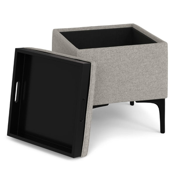 18 Inch Round Storage Ottoman Soft Upholstered Footrest for Living Room Accent Seating