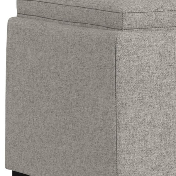 18 Inch Round Storage Ottoman Soft Upholstered Footrest for Living Room Accent Seating