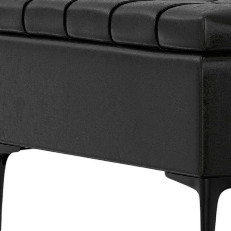 36 Inch Round Tufted Storage Ottoman Upholstered Cocktail Bench for Living Room Seating