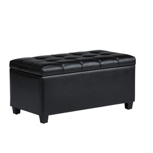 HomeRoots 33" Stylish Espresso and Black Upholstery Storage Ottoman - Versatile Seating & Hidden Storage Solution 640271
