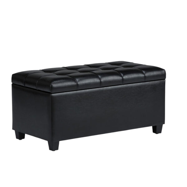 HomeRoots 33" Stylish Espresso and Black Upholstery Storage Ottoman - Versatile Seating & Hidden Storage Solution 640271
