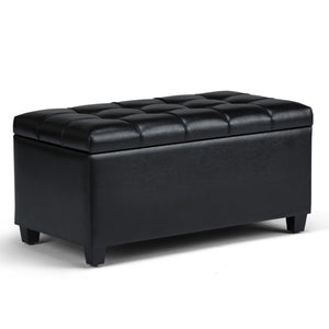 HomeRoots 33" Stylish Espresso and Black Upholstery Storage Ottoman - Versatile Seating & Hidden Storage Solution 640271