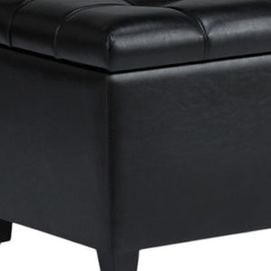 HomeRoots 33" Stylish Espresso and Black Upholstery Storage Ottoman - Versatile Seating & Hidden Storage Solution 640271