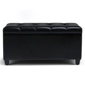 HomeRoots 33" Stylish Espresso and Black Upholstery Storage Ottoman - Versatile Seating & Hidden Storage Solution 640271