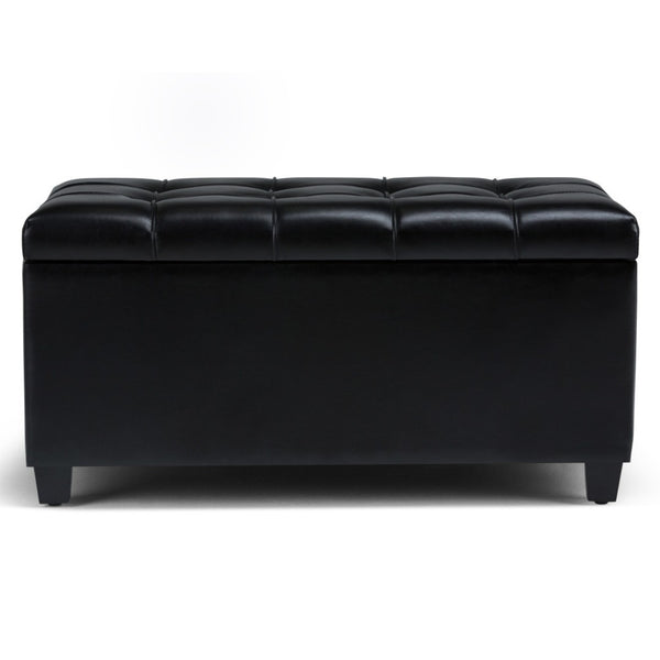 HomeRoots 33" Stylish Espresso and Black Upholstery Storage Ottoman - Versatile Seating & Hidden Storage Solution 640271