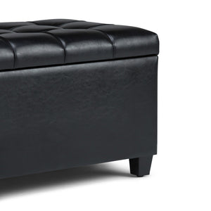 HomeRoots 33" Stylish Espresso and Black Upholstery Storage Ottoman - Versatile Seating & Hidden Storage Solution 640271