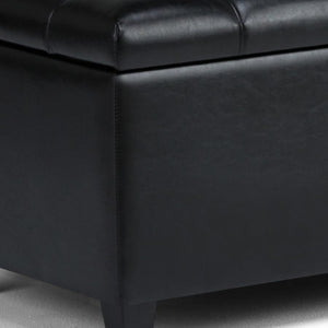 HomeRoots 33" Stylish Espresso and Black Upholstery Storage Ottoman - Versatile Seating & Hidden Storage Solution 640271