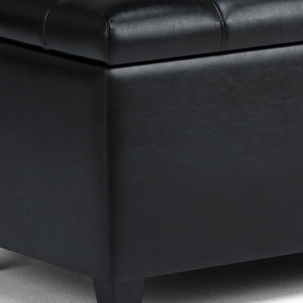 HomeRoots 33" Stylish Espresso and Black Upholstery Storage Ottoman - Versatile Seating & Hidden Storage Solution 640271