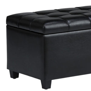HomeRoots 33" Stylish Espresso and Black Upholstery Storage Ottoman - Versatile Seating & Hidden Storage Solution 640271