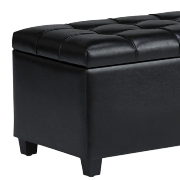 HomeRoots 33" Stylish Espresso and Black Upholstery Storage Ottoman - Versatile Seating & Hidden Storage Solution 640271