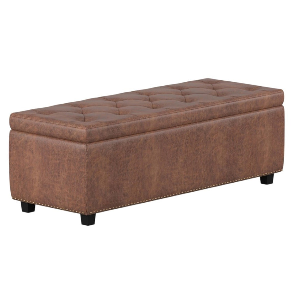HomeRoots 48" Versatile Dark Brown Upholstery Storage Ottoman - Stylish Seating, Hidden Storage & Footrest 640272