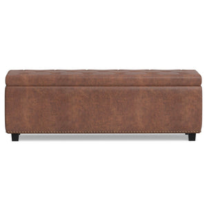 HomeRoots 48" Versatile Dark Brown Upholstery Storage Ottoman - Stylish Seating, Hidden Storage & Footrest 640272