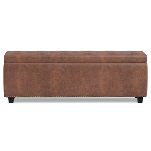 HomeRoots 48" Versatile Dark Brown Upholstery Storage Ottoman - Stylish Seating, Hidden Storage & Footrest 640272