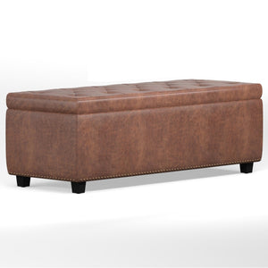 HomeRoots 48" Versatile Dark Brown Upholstery Storage Ottoman - Stylish Seating, Hidden Storage & Footrest 640272