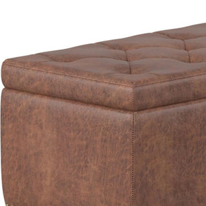HomeRoots 48" Versatile Dark Brown Upholstery Storage Ottoman - Stylish Seating, Hidden Storage & Footrest 640272