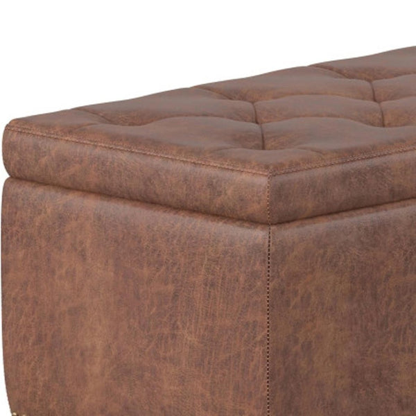 HomeRoots 48" Versatile Dark Brown Upholstery Storage Ottoman - Stylish Seating, Hidden Storage & Footrest 640272