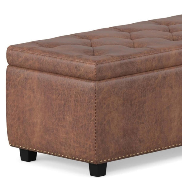 HomeRoots 48" Versatile Dark Brown Upholstery Storage Ottoman - Stylish Seating, Hidden Storage & Footrest 640272