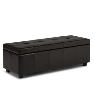 HomeRoots 48" Stylish Dark Brown and Coffee Upholstered Storage Ottoman - Versatile Seating & Hidden Storage Solution 640274