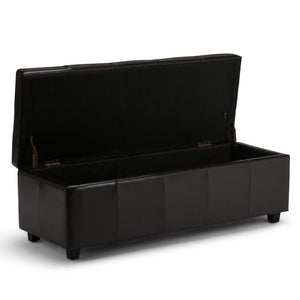 HomeRoots 48" Stylish Dark Brown and Coffee Upholstered Storage Ottoman - Versatile Seating & Hidden Storage Solution 640274