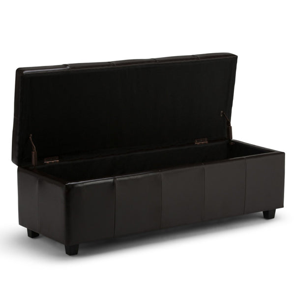 HomeRoots 48" Stylish Dark Brown and Coffee Upholstered Storage Ottoman - Versatile Seating & Hidden Storage Solution 640274