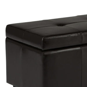 HomeRoots 48" Stylish Dark Brown and Coffee Upholstered Storage Ottoman - Versatile Seating & Hidden Storage Solution 640274