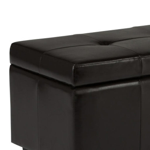 HomeRoots 48" Stylish Dark Brown and Coffee Upholstered Storage Ottoman - Versatile Seating & Hidden Storage Solution 640274