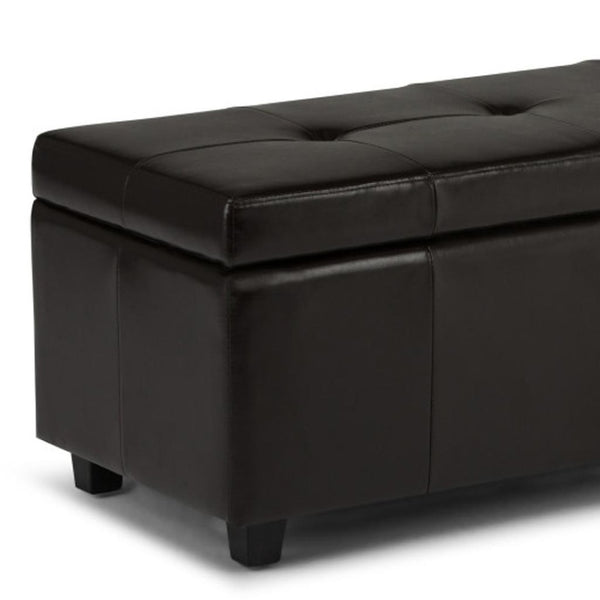 HomeRoots 48" Stylish Dark Brown and Coffee Upholstered Storage Ottoman - Versatile Seating & Hidden Storage Solution 640274
