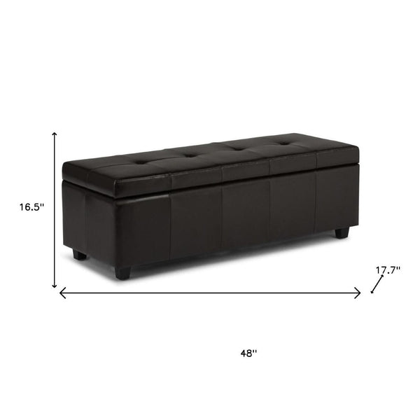 HomeRoots 48" Stylish Dark Brown and Coffee Upholstered Storage Ottoman - Versatile Seating & Hidden Storage Solution 640274