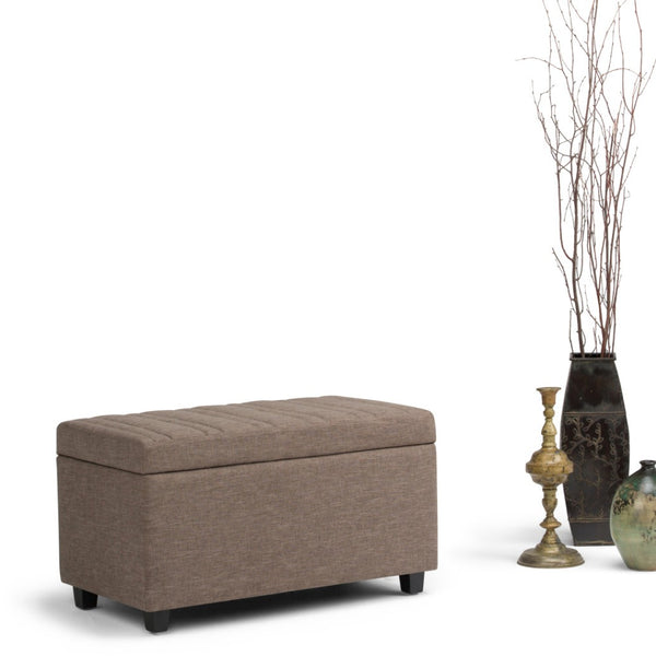HomeRoots 33" Versatile Upholstery Storage Ottoman - Stylish Espresso & Fawn Design for Smart, Compact Living 640275