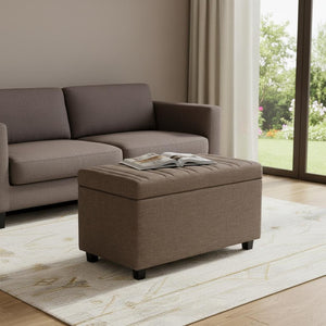 HomeRoots 33" Versatile Upholstery Storage Ottoman - Stylish Espresso & Fawn Design for Smart, Compact Living 640275