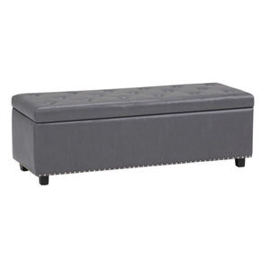 HomeRoots 48" Versatile Dark Brown and Gray Upholstered Storage Ottoman for Stylish Seating & Organizing Solutions 640276
